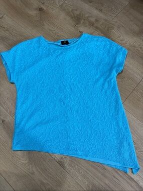 JM Collection Turquoise Textured Short-Sleeve Top